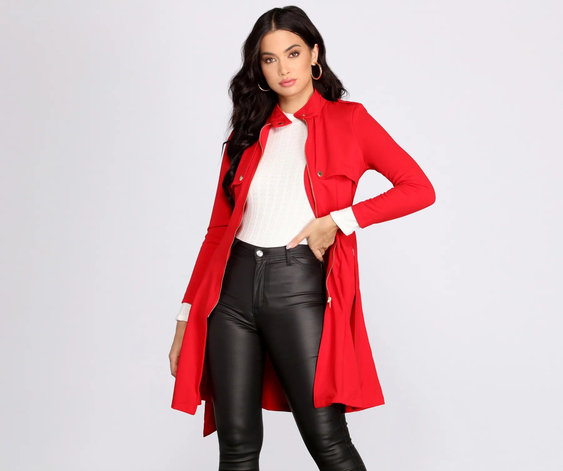 Down To Business Belted Trench Coat - Image 5