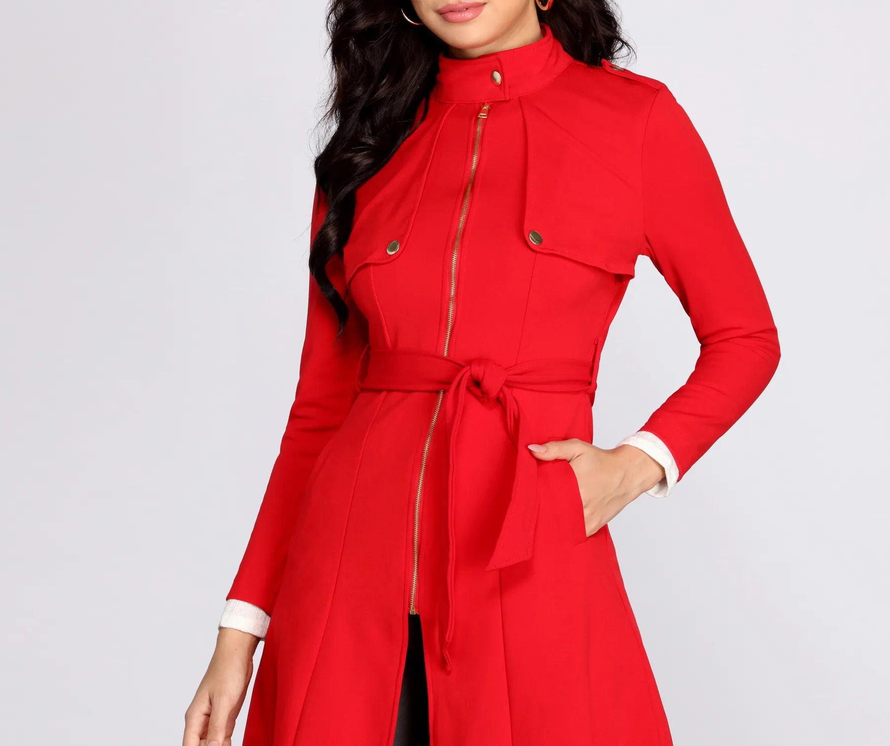 Down To Business Belted Trench Coat - Image 7