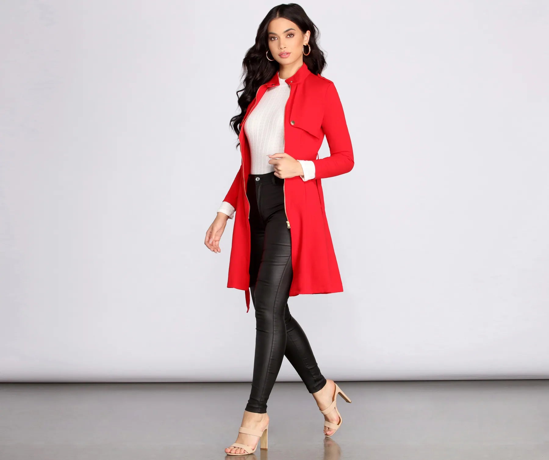 Down To Business Belted Trench Coat - Image 8