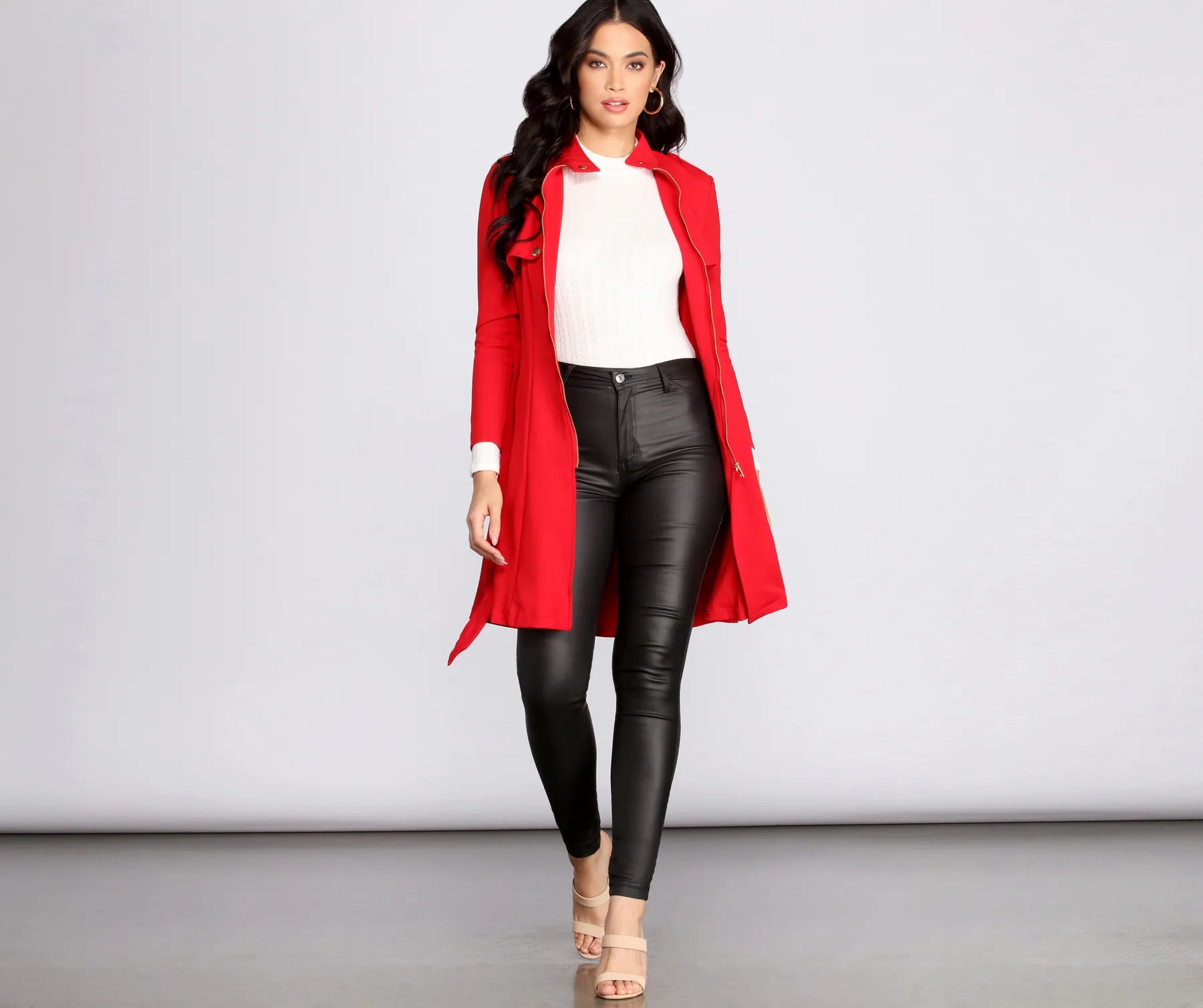 Down To Business Belted Trench Coat - Image 9