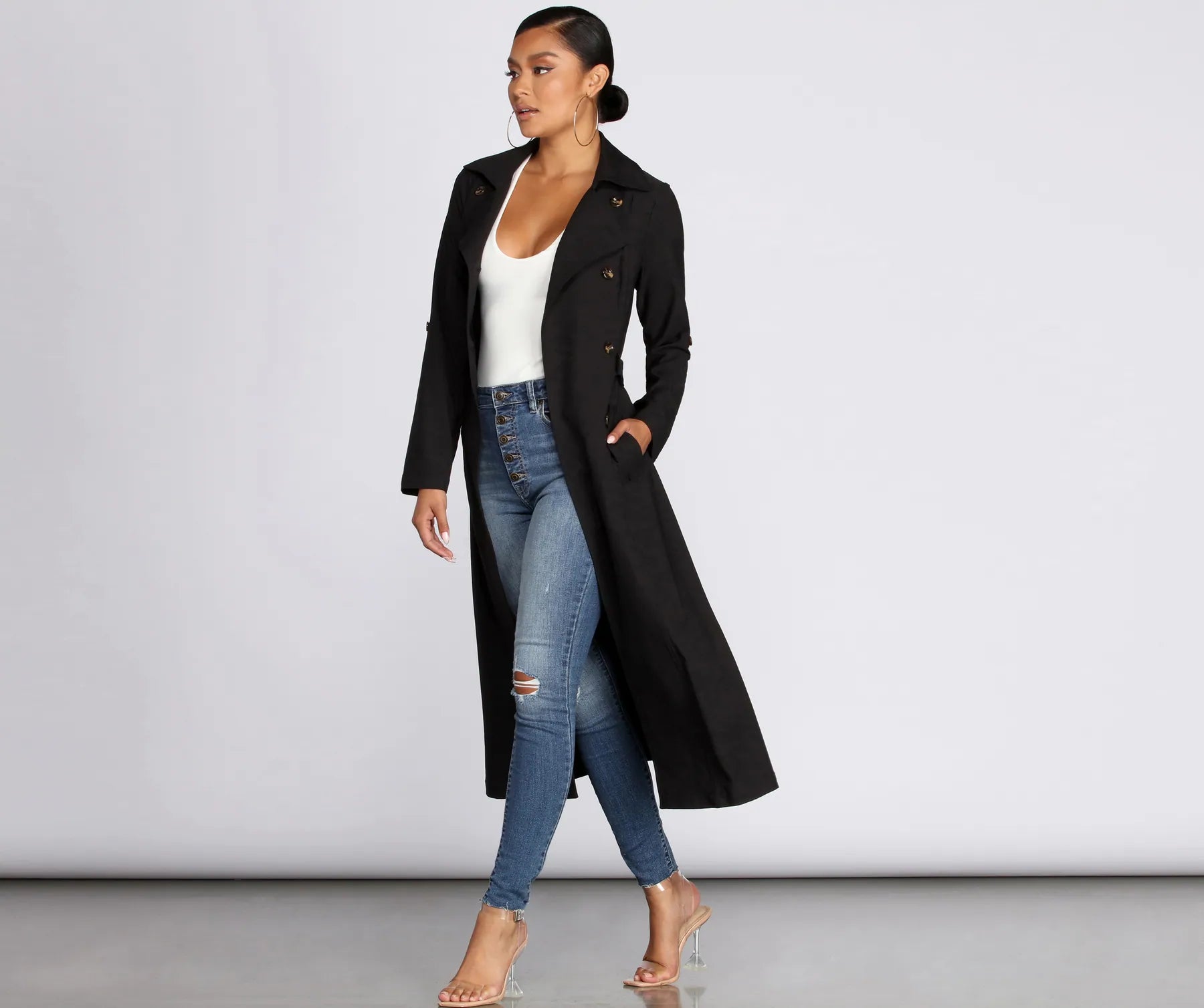 Double Trouble Long Trench Coat - Image 3