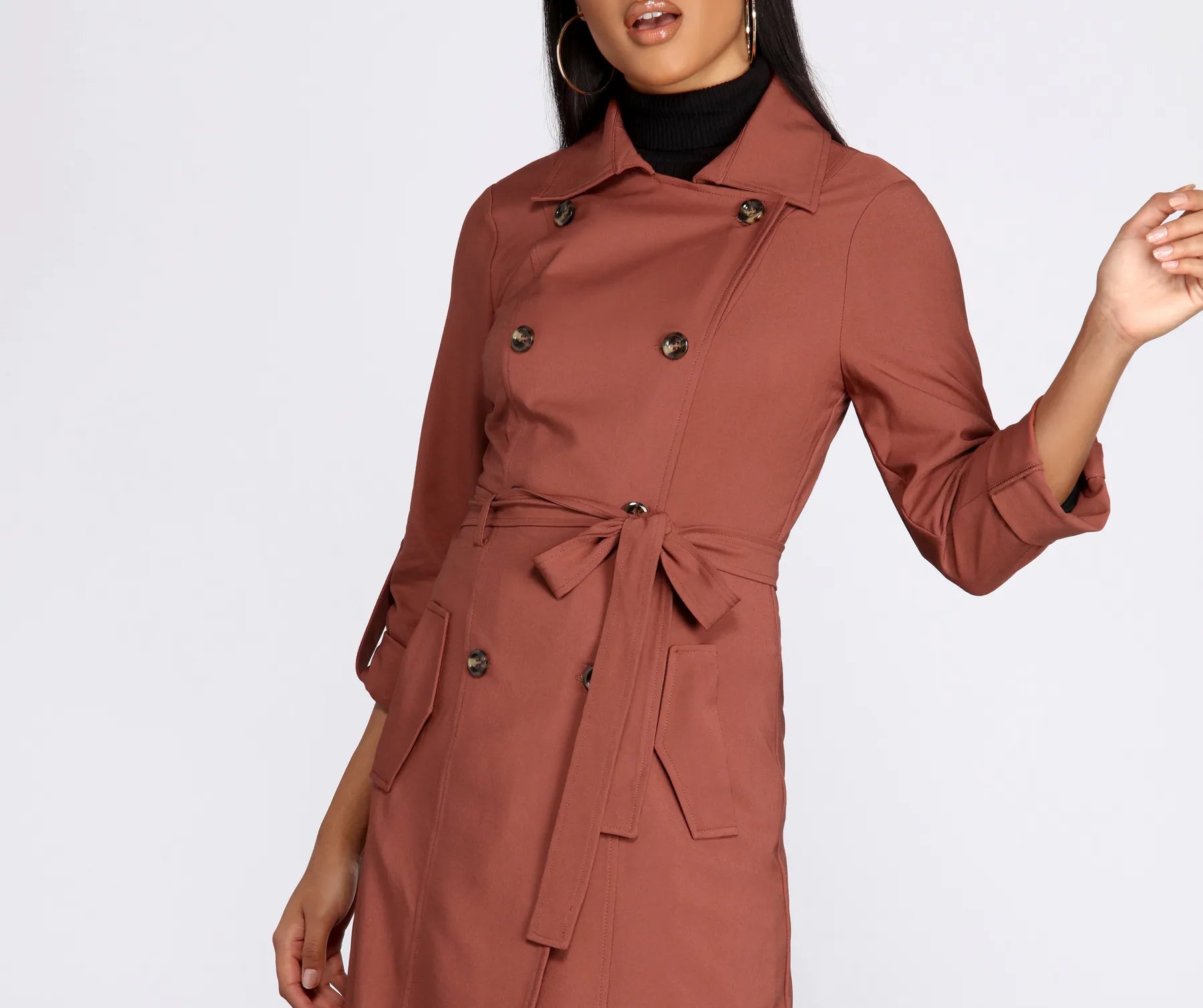 Double Trouble Long Trench Coat - Image 7