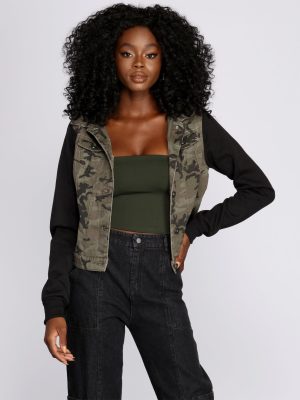 Knit Sleeve Camo Jacket