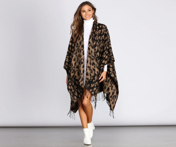 On The Spot Leopard Print Poncho - Image 3