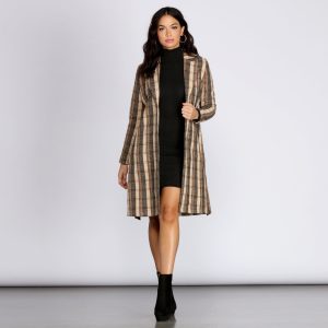 Plaid And Simple Long Coat