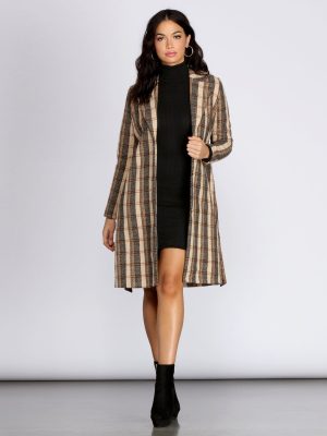 Plaid And Simple Long Coat
