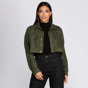 Cropped And Collared Lightweight Jacket