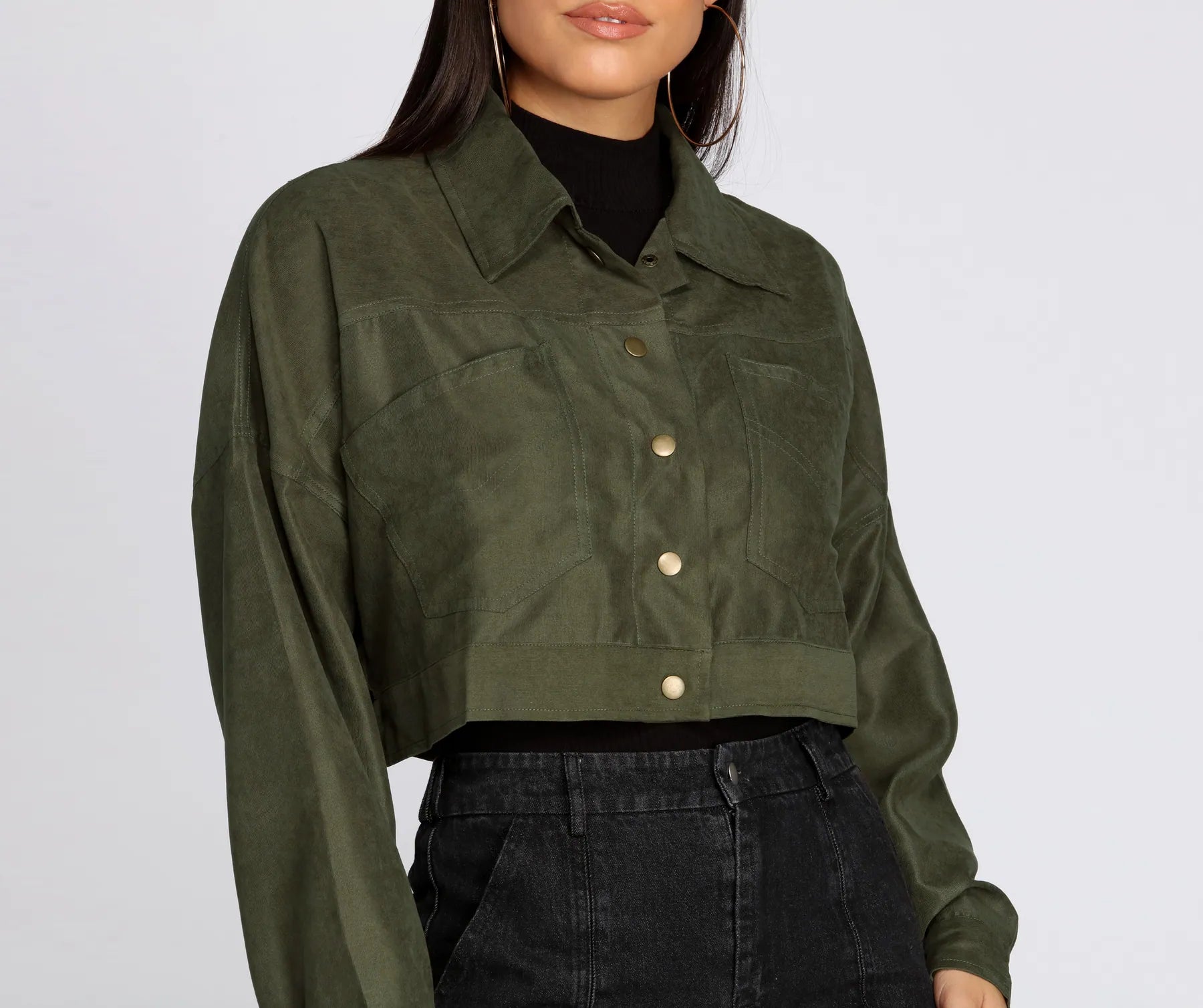 Cropped And Collared Lightweight Jacket - Image 2