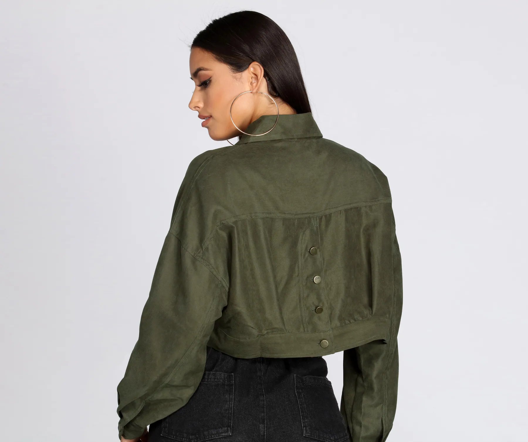 Cropped And Collared Lightweight Jacket - Image 4