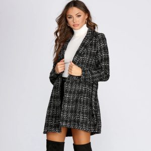 Boucle Belted Blazer Trench