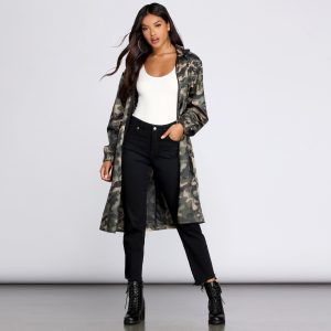 Long Line Camo Anorak Windbreaker