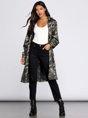 Long Line Camo Anorak Windbreaker