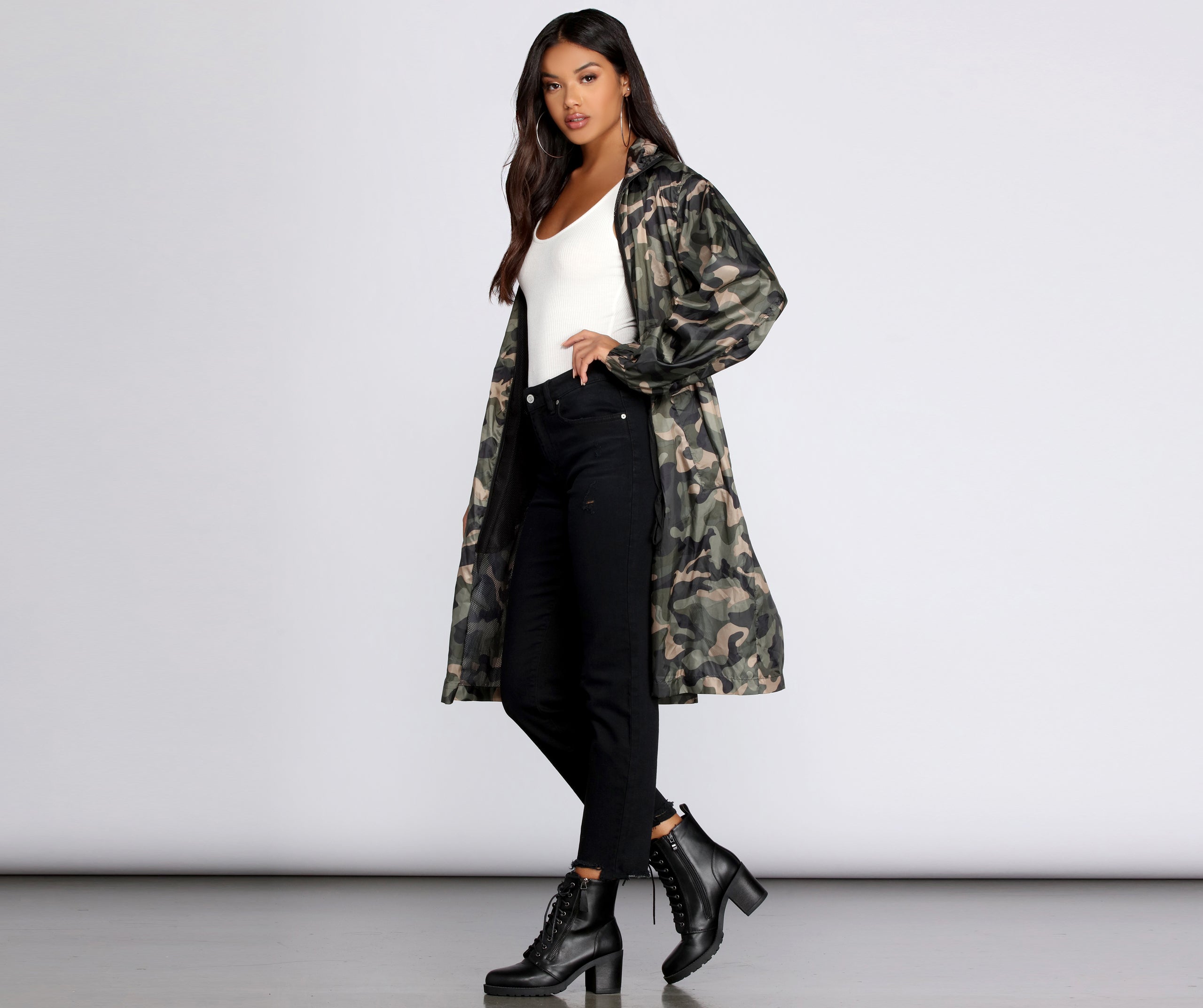 Long Line Camo Anorak Windbreaker - Image 2
