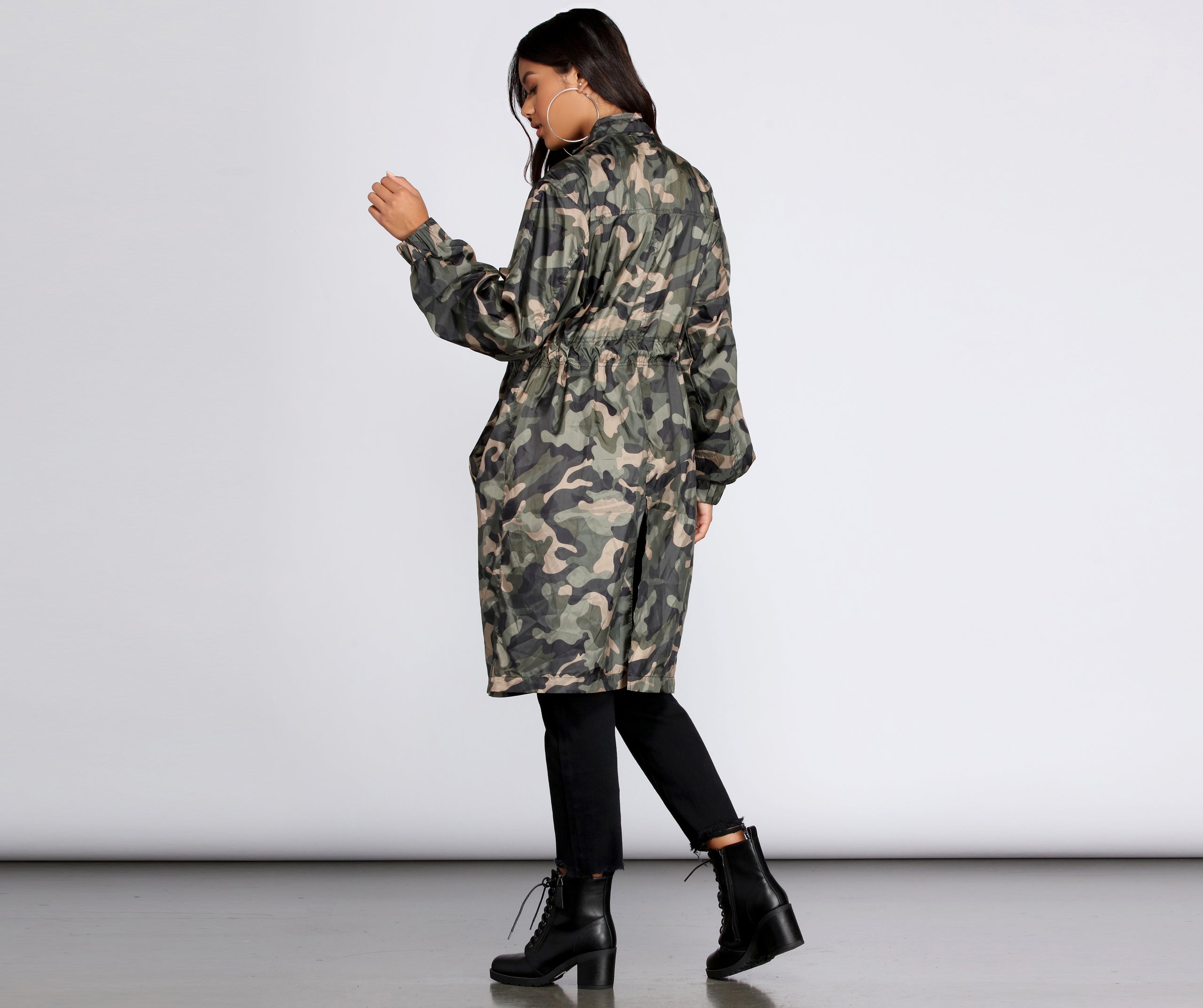 Long Line Camo Anorak Windbreaker - Image 4