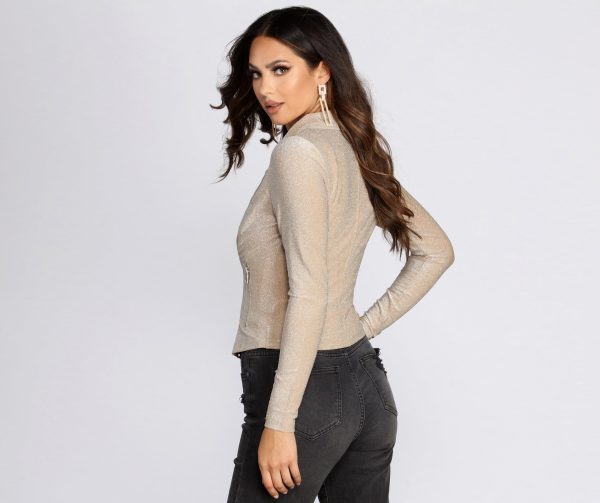Glitter Gal Knit Moto Jacket - Image 2