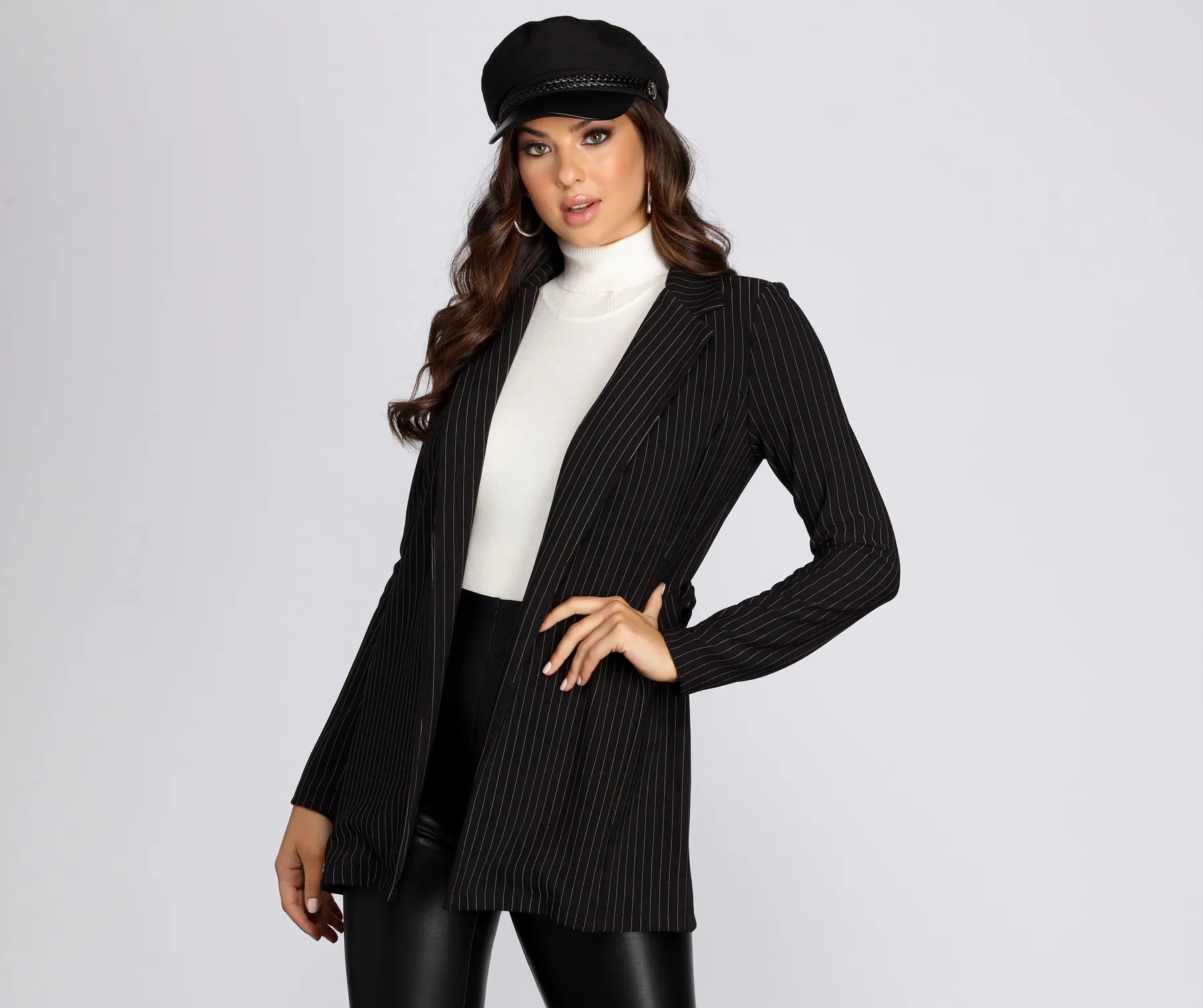 Striped To The Nines Belted Pinstripe Blazer - Image 3