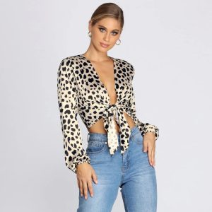A Leopard Obsession Tie-Front Top