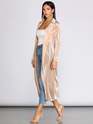 My Time To Shine Long Glitter Trench Coat