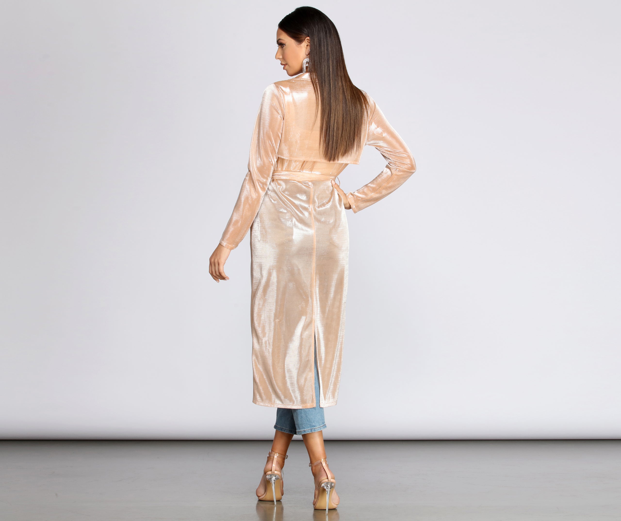 My Time To Shine Long Glitter Trench Coat - Image 2