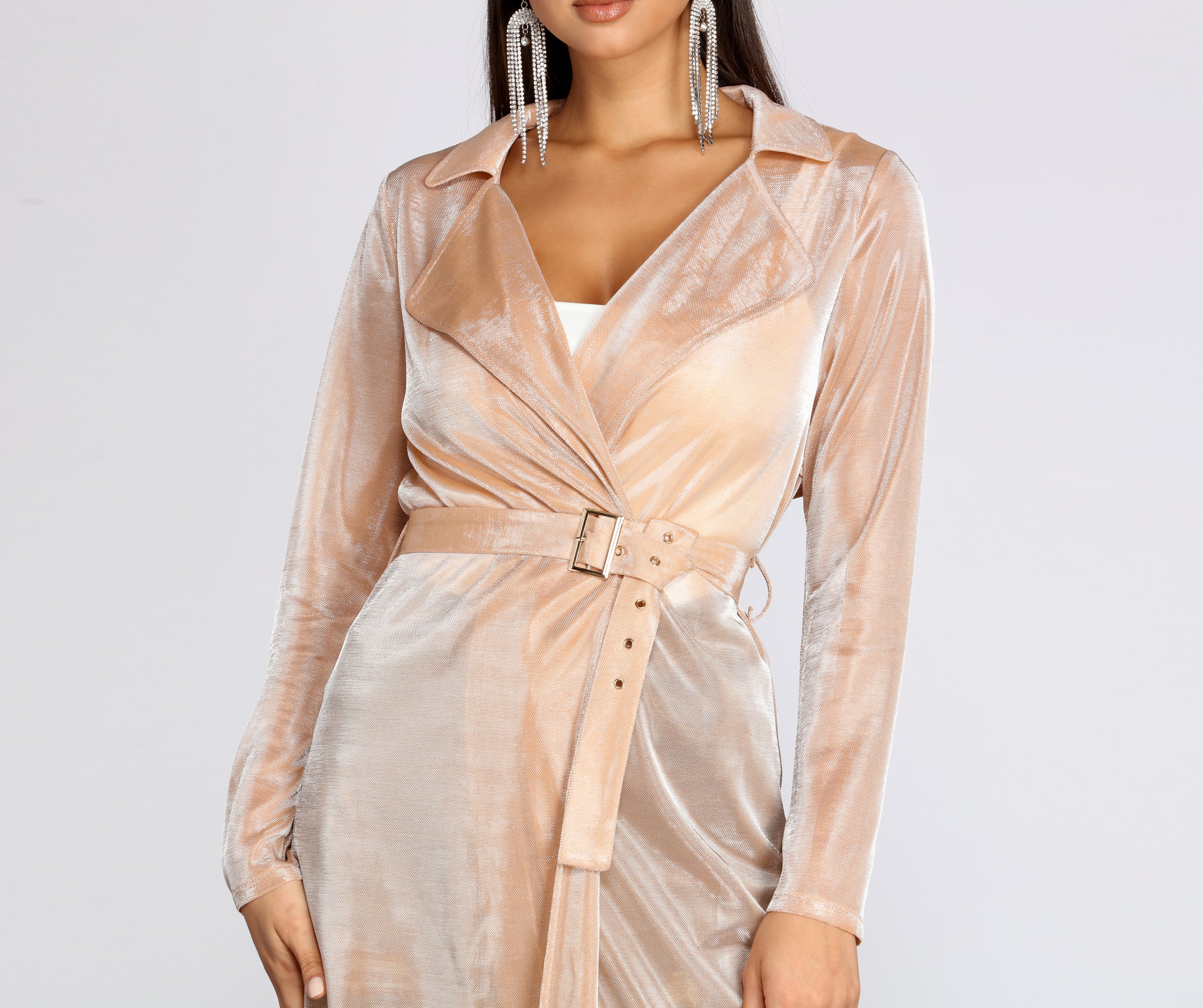 My Time To Shine Long Glitter Trench Coat - Image 3