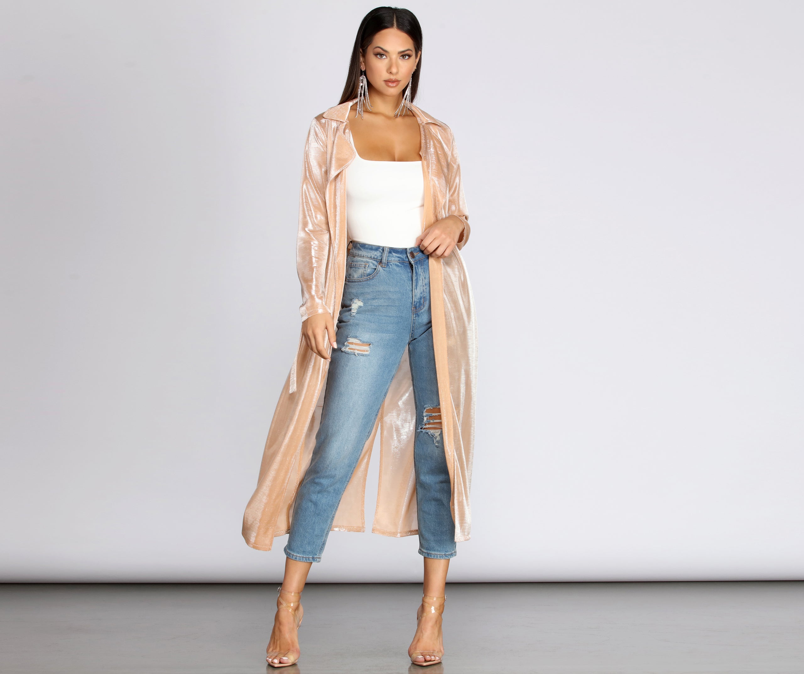 My Time To Shine Long Glitter Trench Coat - Image 4