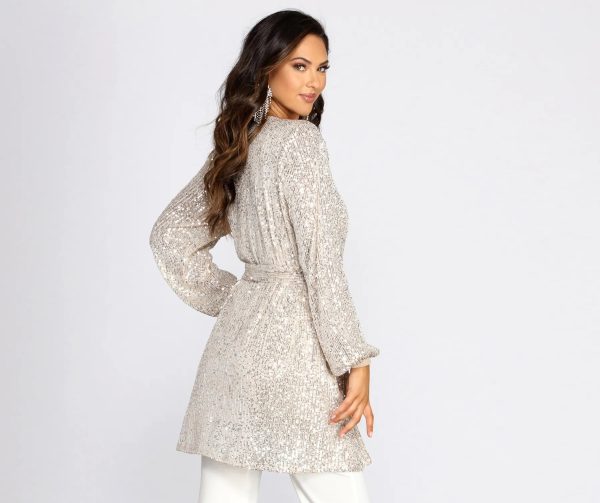 Stunner In Sequins Long Sleeve Trench - Image 2