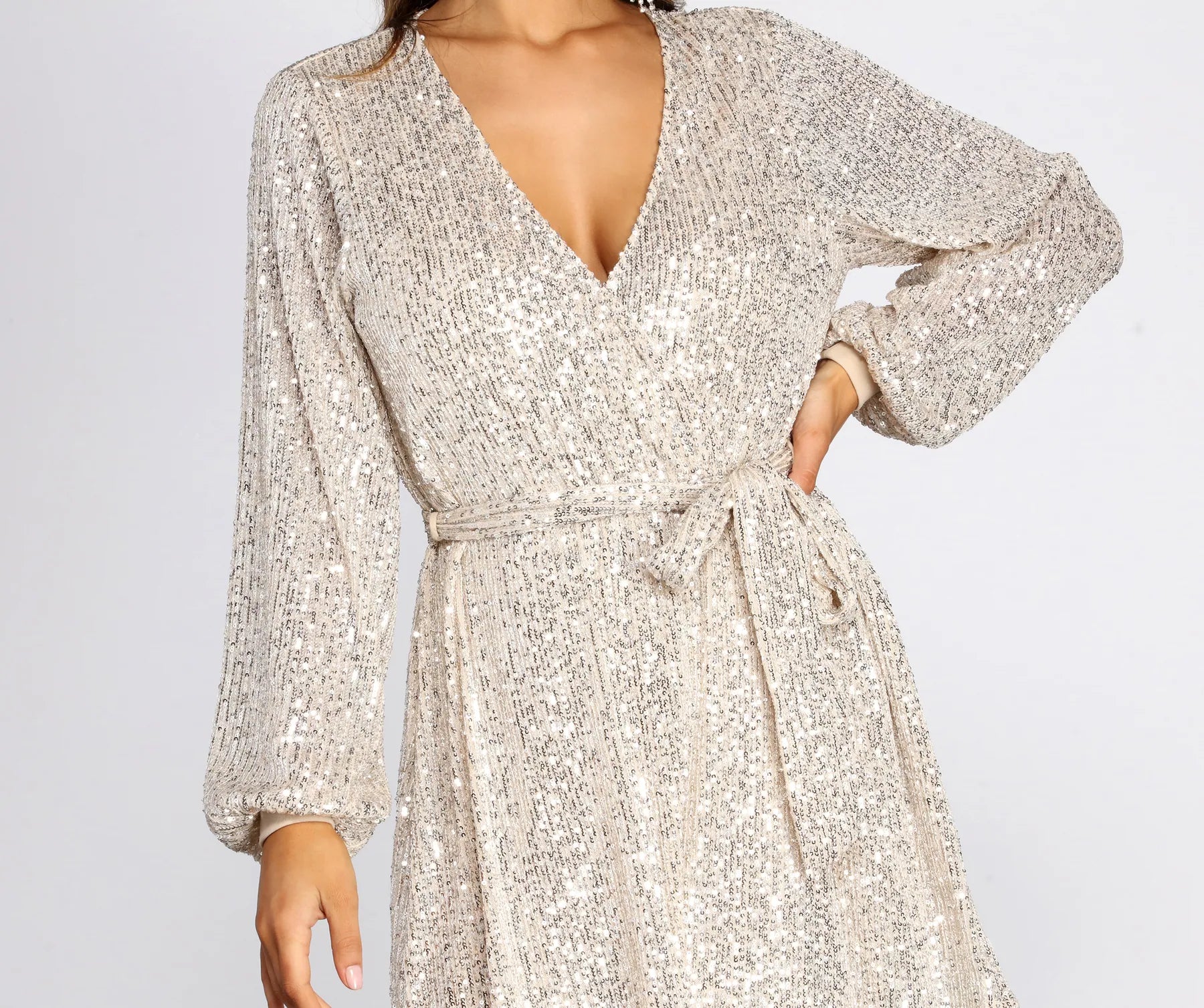 Stunner In Sequins Long Sleeve Trench - Image 3