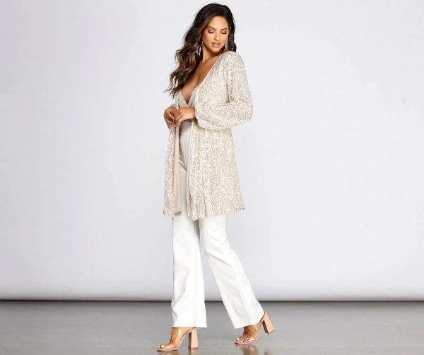 Stunner In Sequins Long Sleeve Trench - Image 4