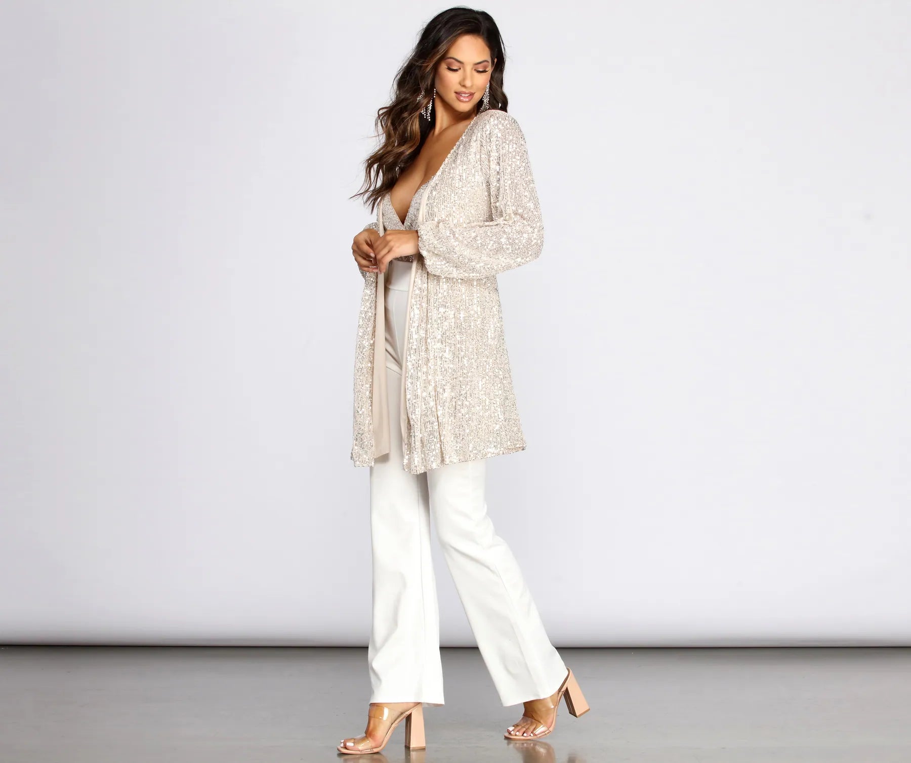 Stunner In Sequins Long Sleeve Trench - Image 4