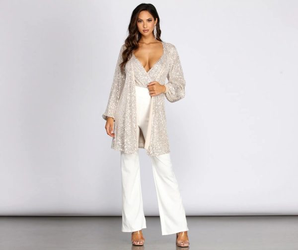 Stunner In Sequins Long Sleeve Trench - Image 5