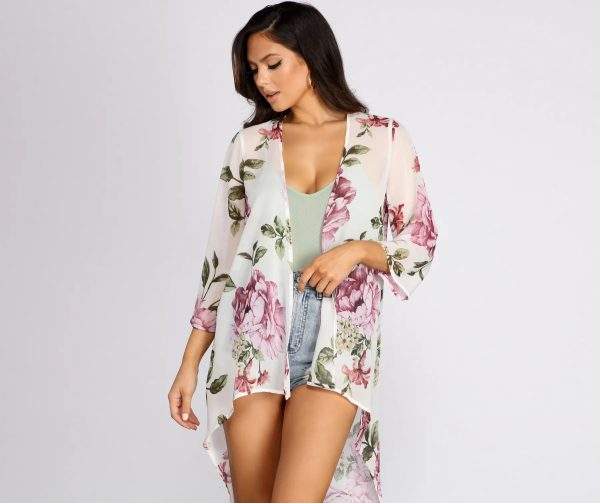 Fresh Florals Flowy Chiffon Kimono - Image 3
