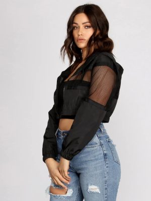 In The Sheer Mesh Nylon Cropped Jacket