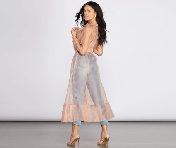 Sheer Luminosity Organza Trench Coat - Image 2