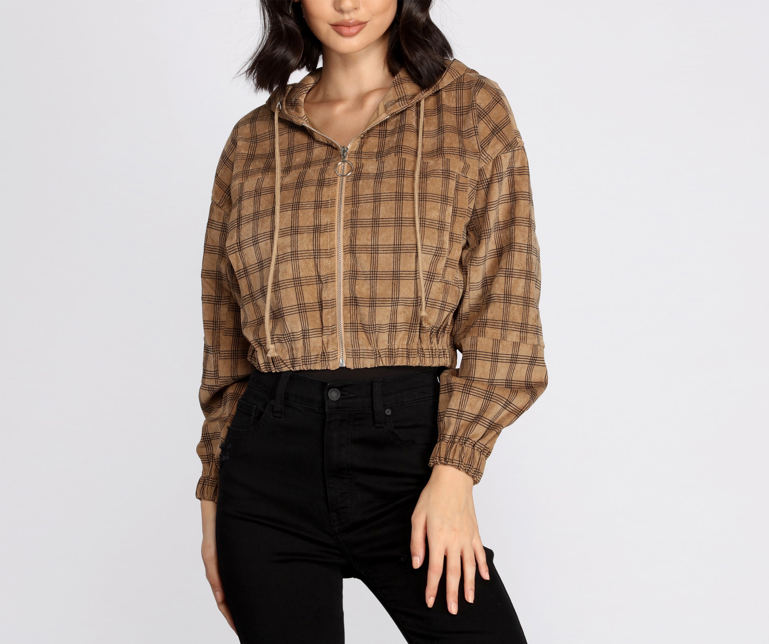 Plaid Corduroy Bomber Jacket - Image 2