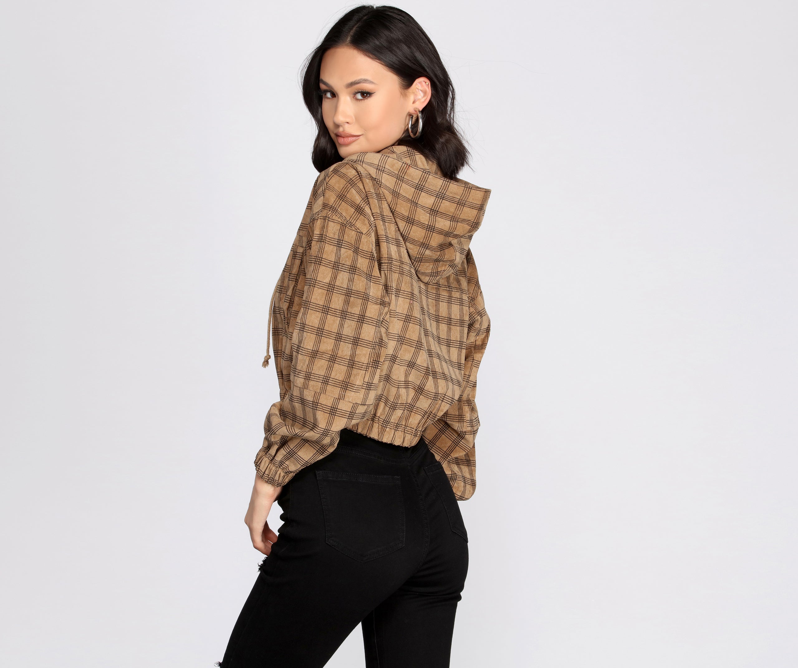 Plaid Corduroy Bomber Jacket - Image 3