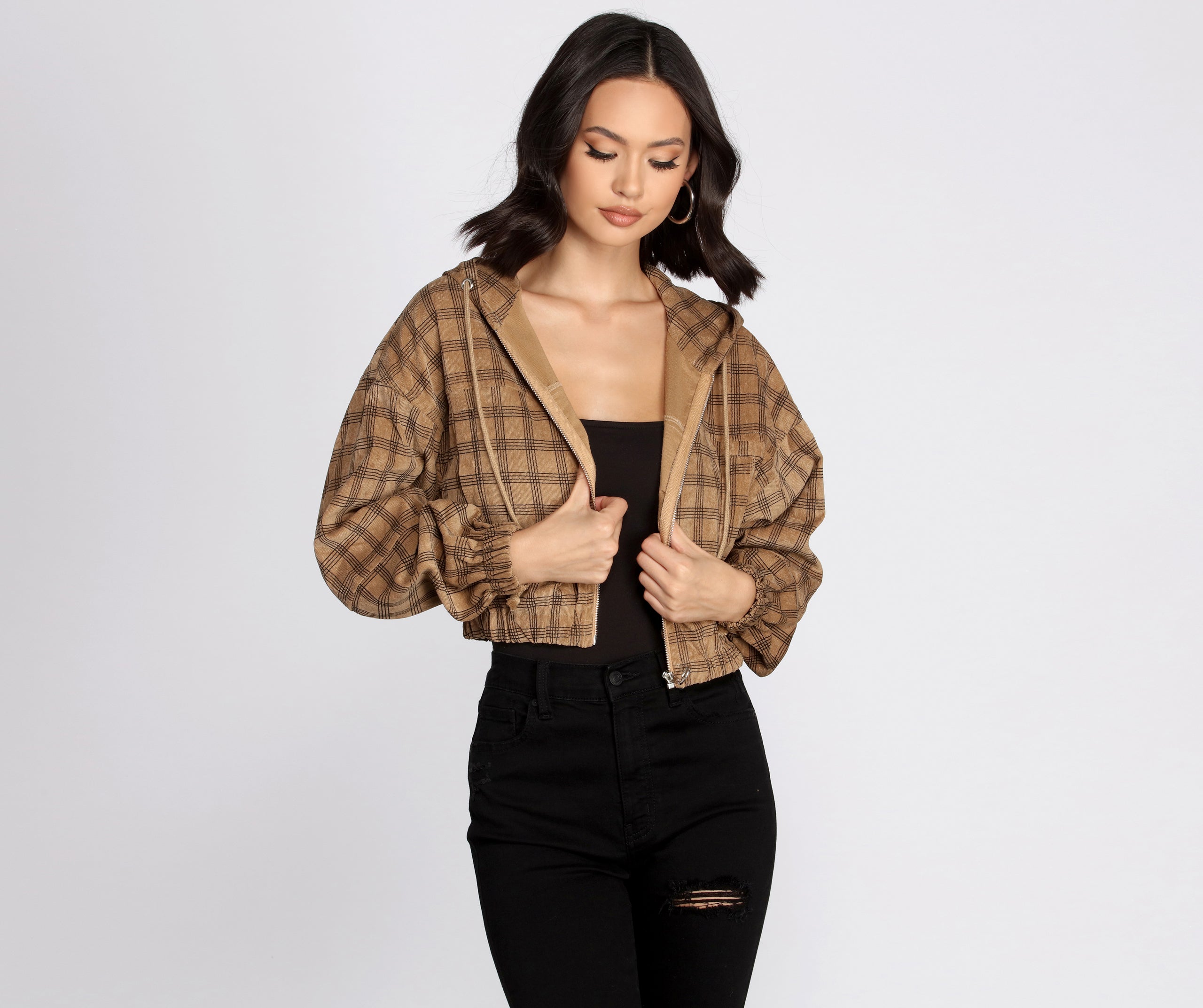 Plaid Corduroy Bomber Jacket - Image 4