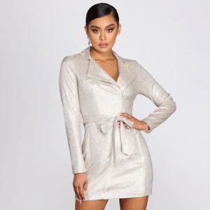 Dazzling Doll Glitter Trench Dress