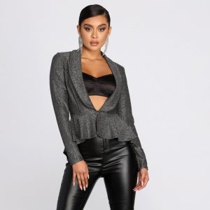 All Glam Glitter Peplum Blazer