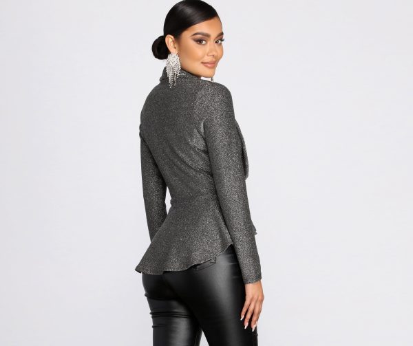 All Glam Glitter Peplum Blazer - Image 2