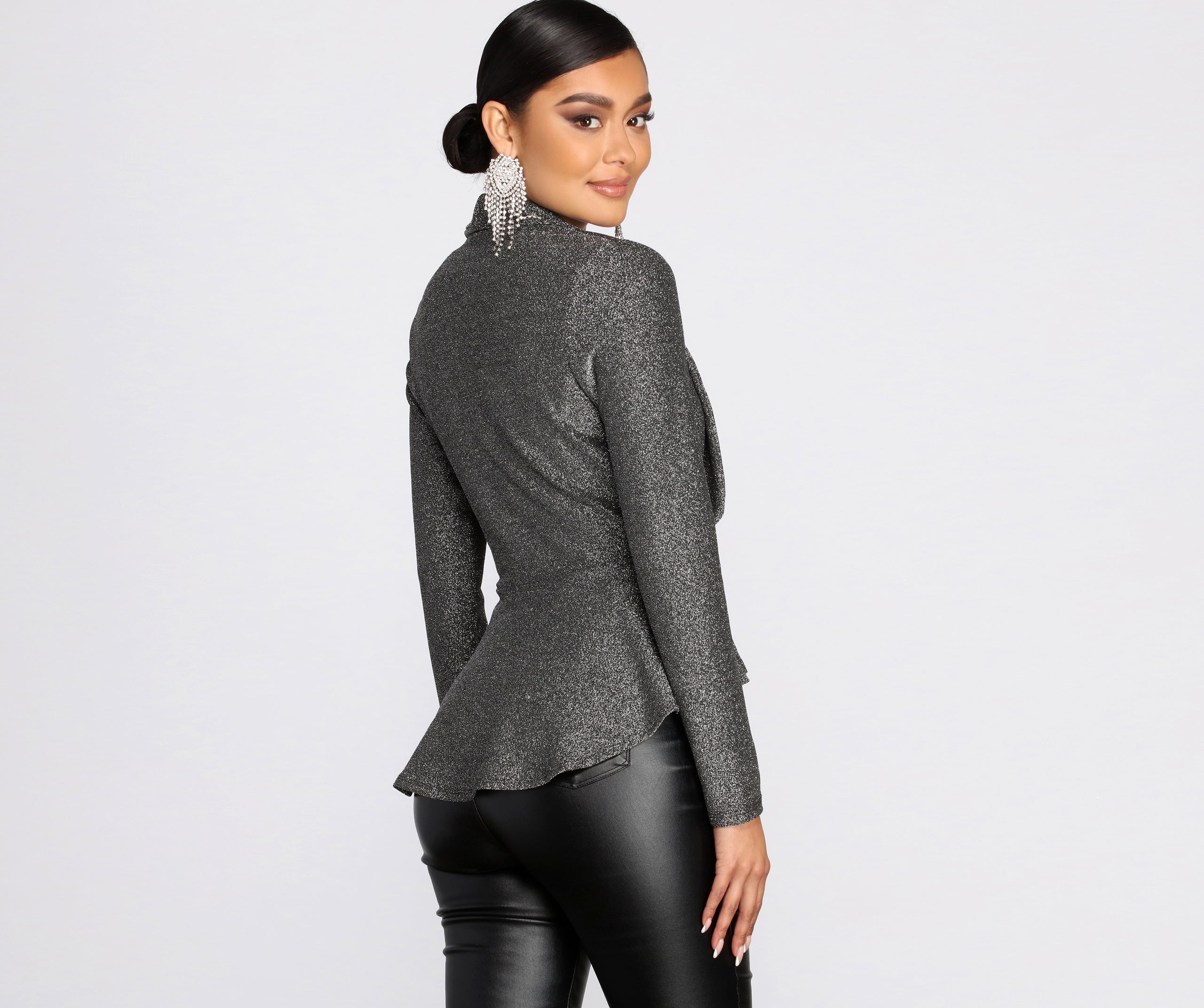All Glam Glitter Peplum Blazer - Image 2
