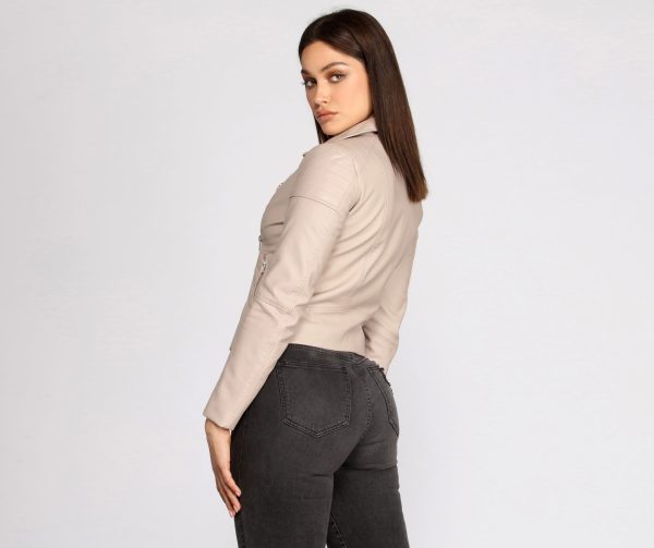 Asymmetric Zip Faux Leather Jacket - Image 2