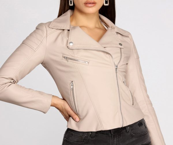 Asymmetric Zip Faux Leather Jacket - Image 4