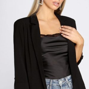Over-Sized Woven Boyfriend Blazer