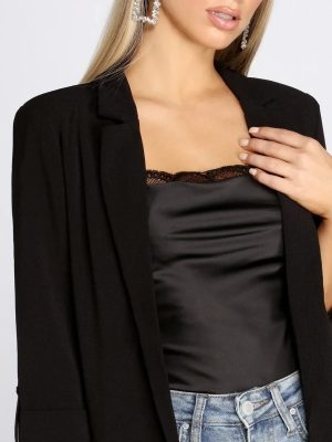 Over-Sized Woven Boyfriend Blazer