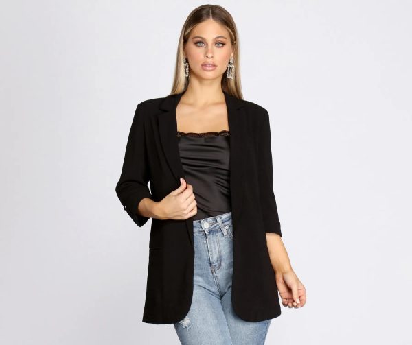 Over-Sized Woven Boyfriend Blazer - Image 3