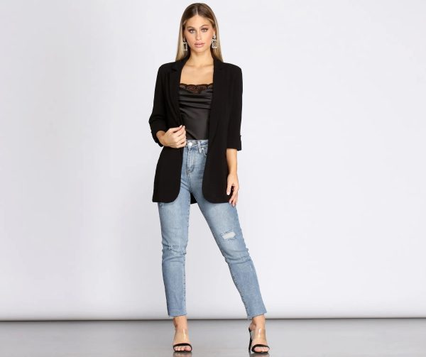 Over-Sized Woven Boyfriend Blazer - Image 4