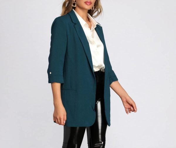 Over-Sized Woven Boyfriend Blazer - Image 9