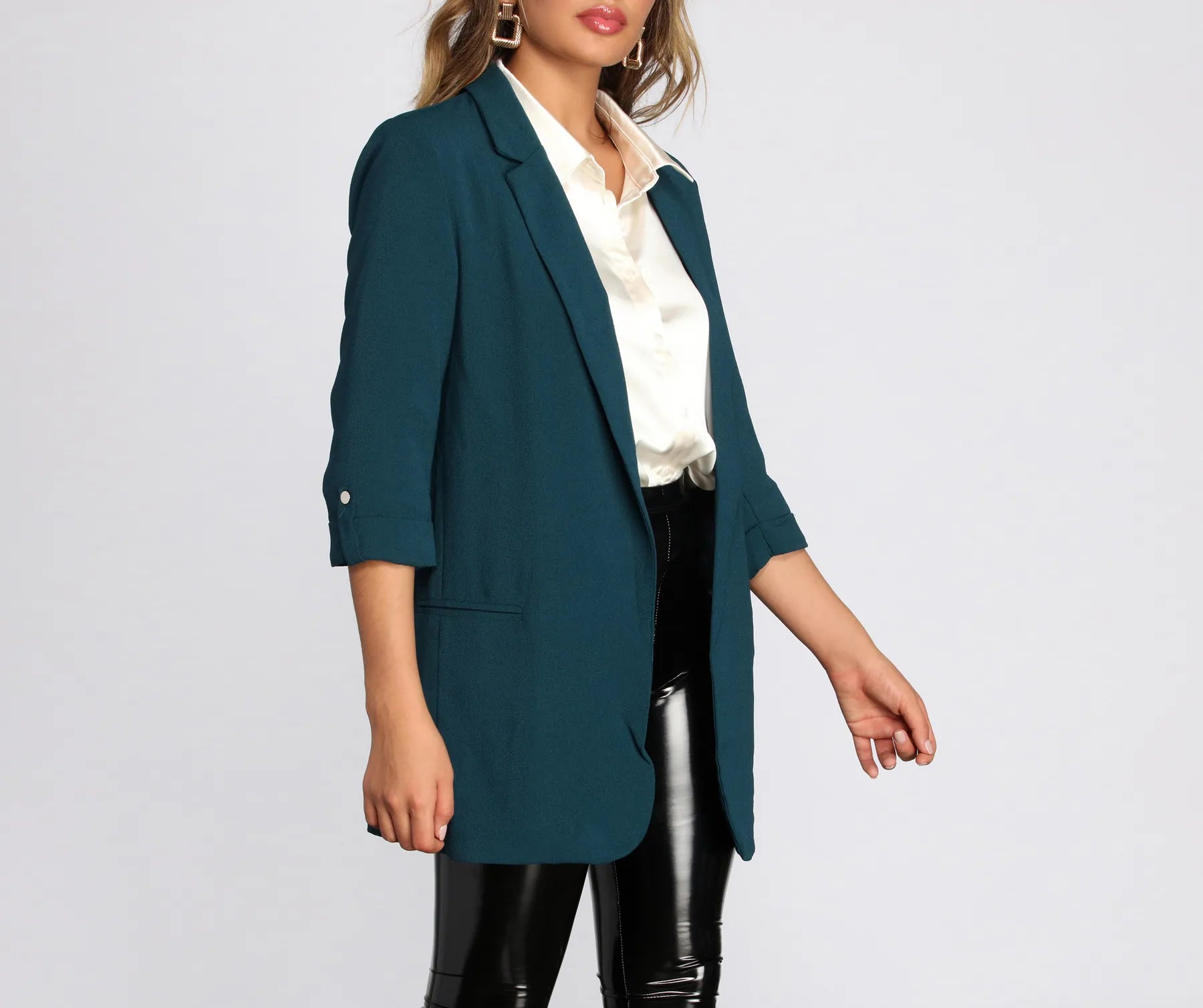 Over-Sized Woven Boyfriend Blazer - Image 9