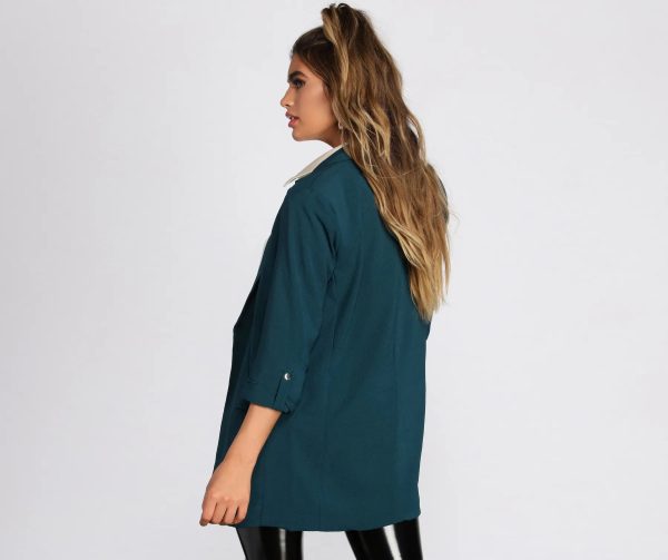 Over-Sized Woven Boyfriend Blazer - Image 10