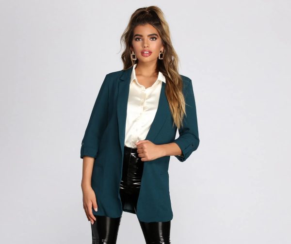 Over-Sized Woven Boyfriend Blazer - Image 12